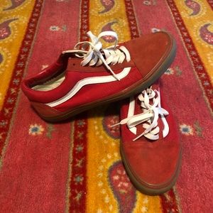 Two tone red Vans size 9